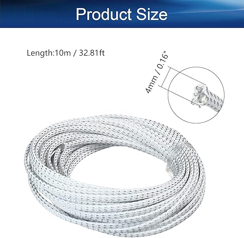Miniatura 2 de Bettomshin 1 funda de organización de cables de 32.8 pies (32.8 ft), protector de cable PET plateado y blanco, protector de cable PET plateado y