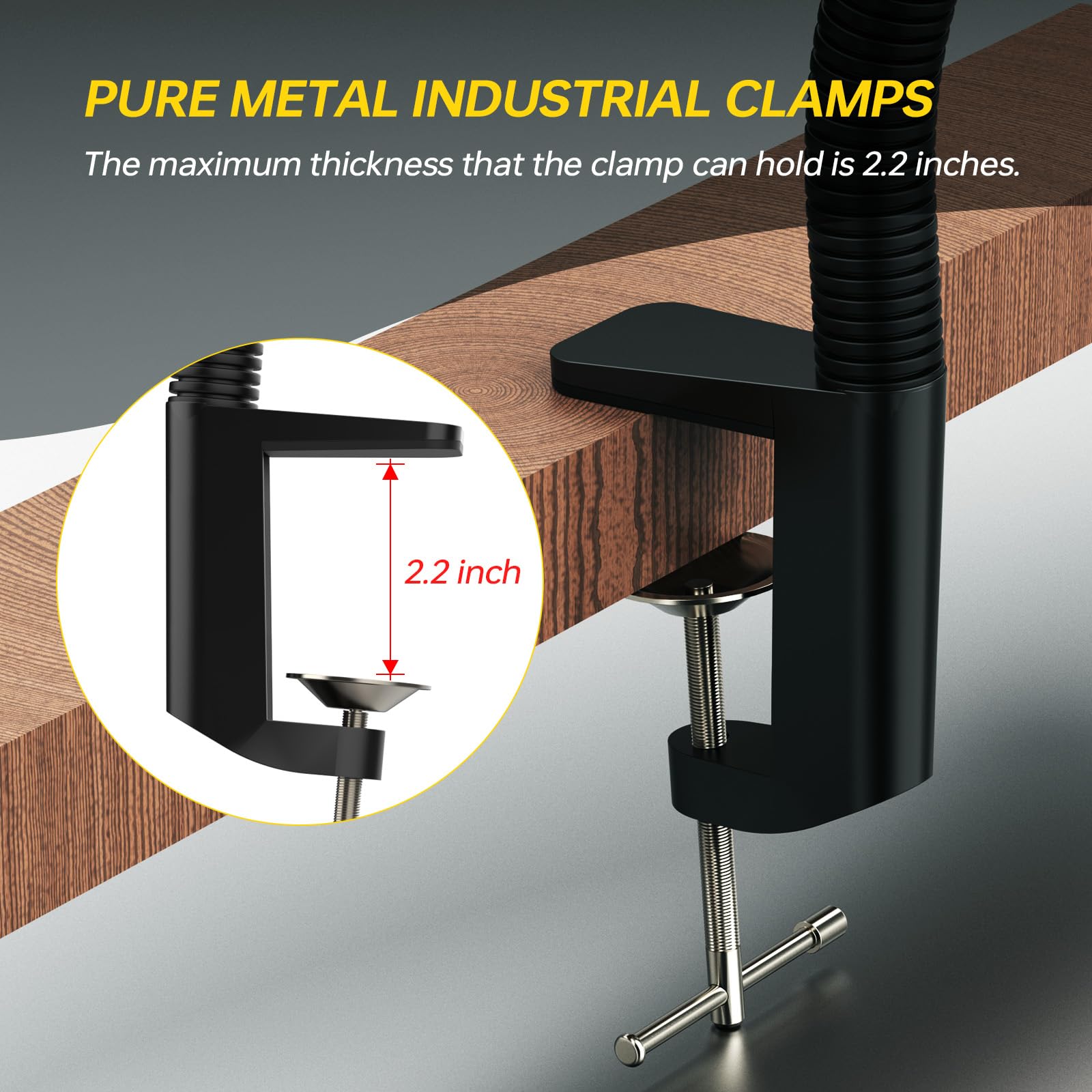 Nueva luz de abrazadera, luz de máquina de torno de 18 W, luz de trabajo flexible de 2160 lúmenes para fresadora CNC, iluminación de prensa de taladro (base de clip)