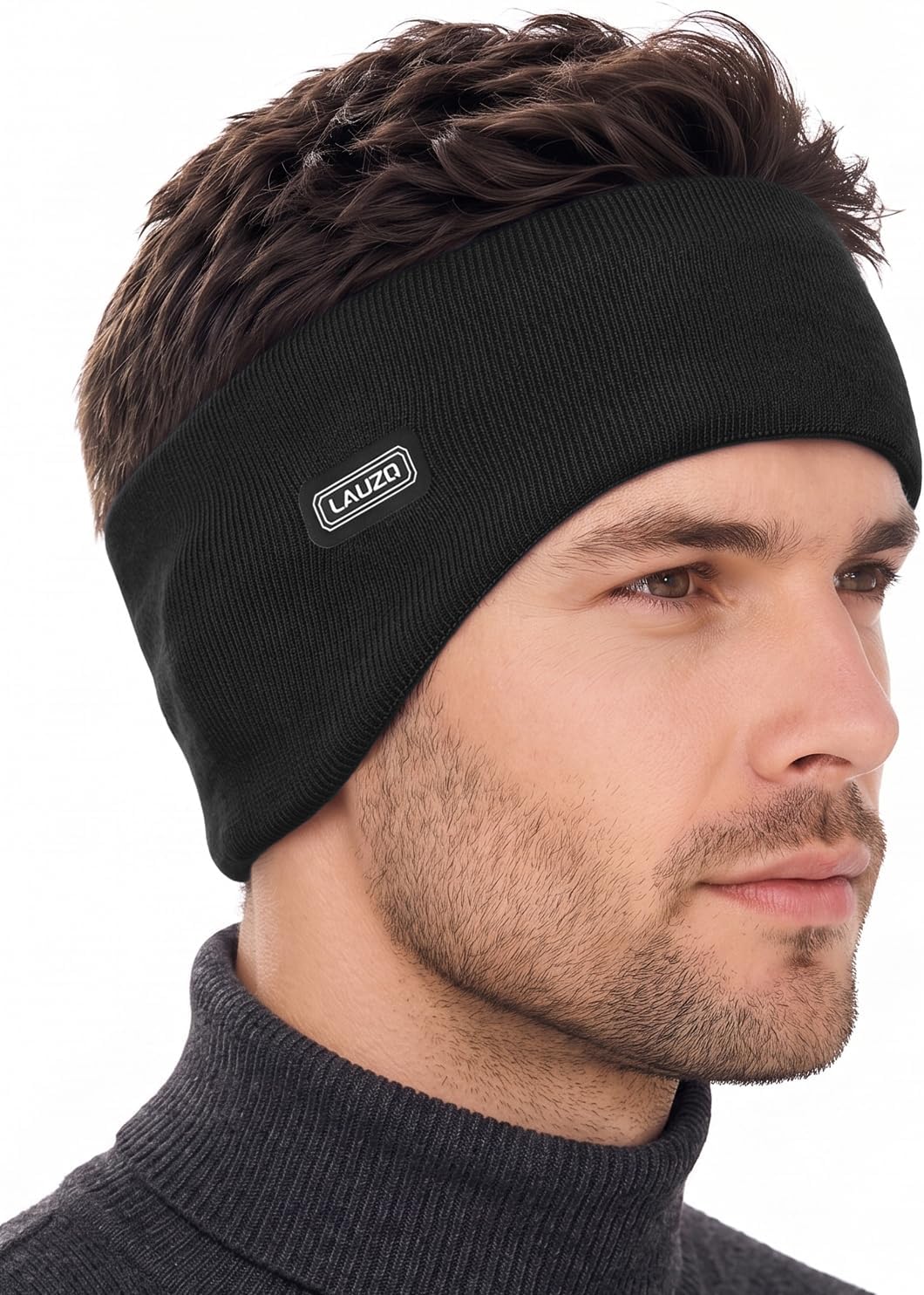 Double-Layer Ear Warmer Headband - Knit Fuzzy Lined Ear Muffs for Men Women Ear Covers for Cold Weather Running Cycling