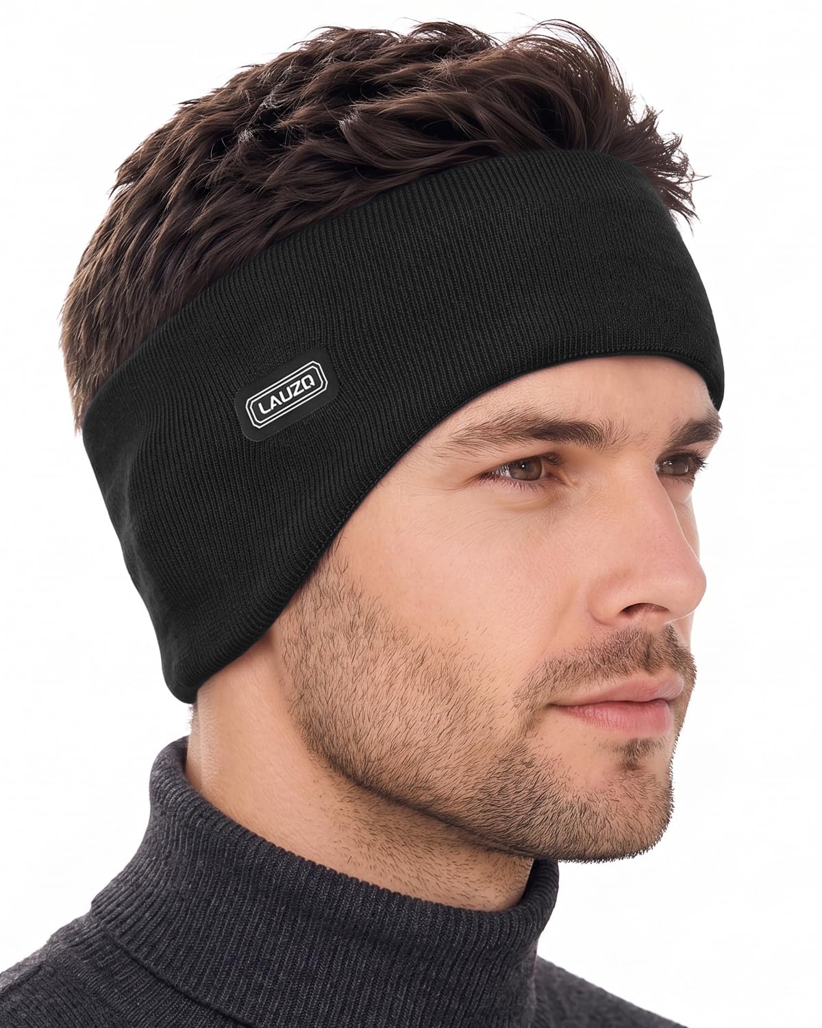 Double-Layer Ear Warmer Headband-Knit Fuzzy Lined Winter Ear Muff for Men Women Running Cycling Ear Covers-image-8