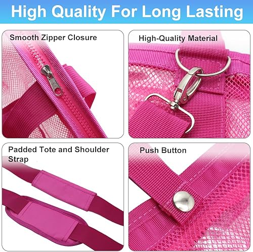 Miniatura 6 de Everfunny Bolsa de playa de malla grande, ligera, plegable, para accesorios de playa, artículos esenciales de viaje