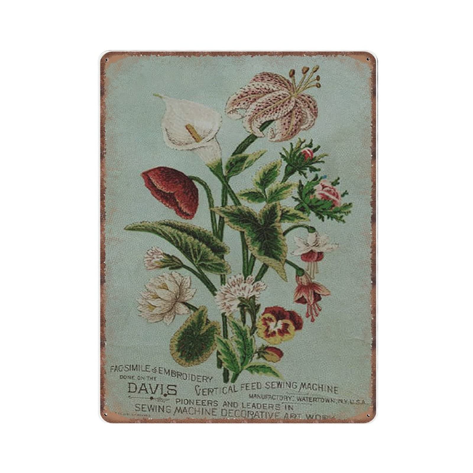 rayprint Flowers Vintage Advertising Enamel Tin Signs Wall Plaque Retro Funny Metal Sign Vintage Poster Wall Art for Kitchen Garden Bathroom Farm Home Coffee Decor Tin Sign, 30x40 cm