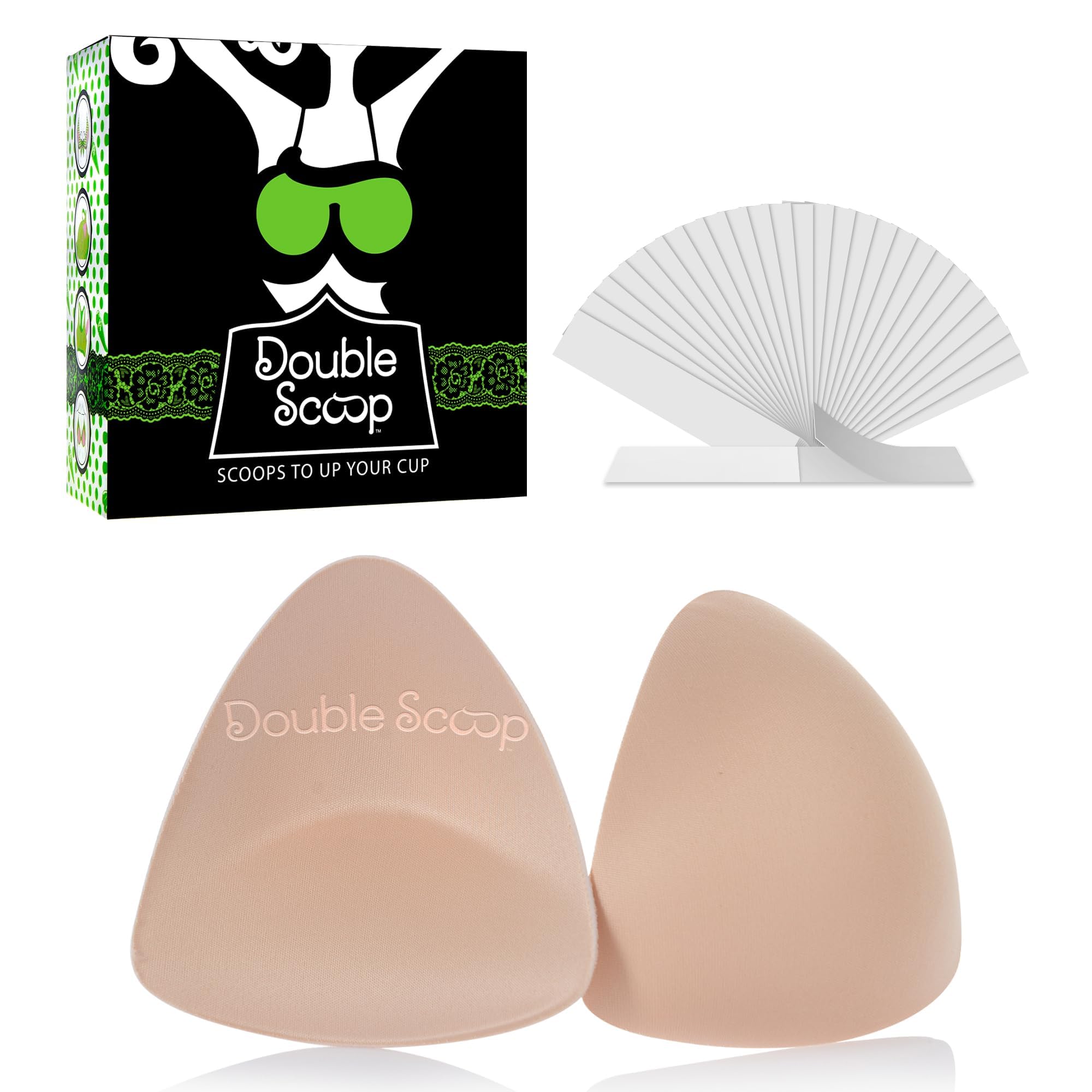 Double Scoop Triangle Bra Insert wBonus Tape Sticky Strips Nipple Covers Replacement Bra Pads for Bathing Suit & Sports product thumbnail 3