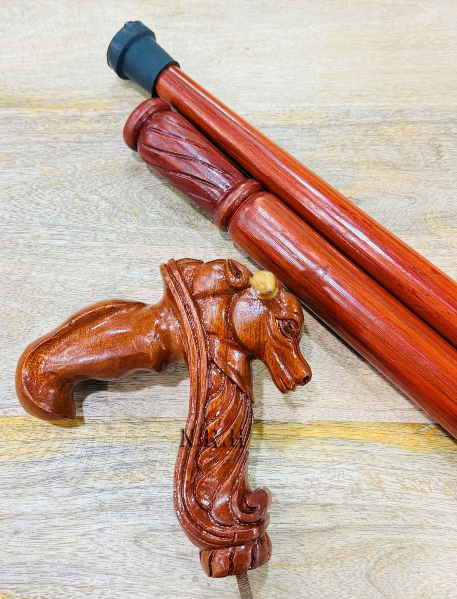 Nautischer Gehstock aus Holz, Stierkopf-Design, einzigartiger Gentleman, dekorative Gehstöcke für Herren/Damen/Senioren