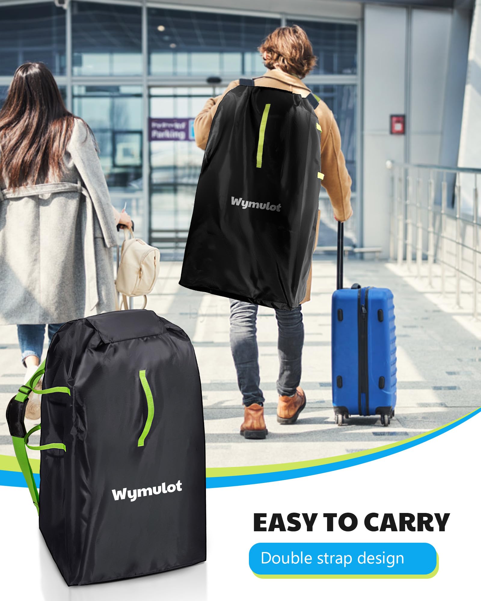 Grande borsa per passeggino per aereo, borsa da viaggio impermeabile per passeggino, borsa da viaggio per passeggino singolo/doppio con manico e chiusura a coulisse, copertura per passeggino