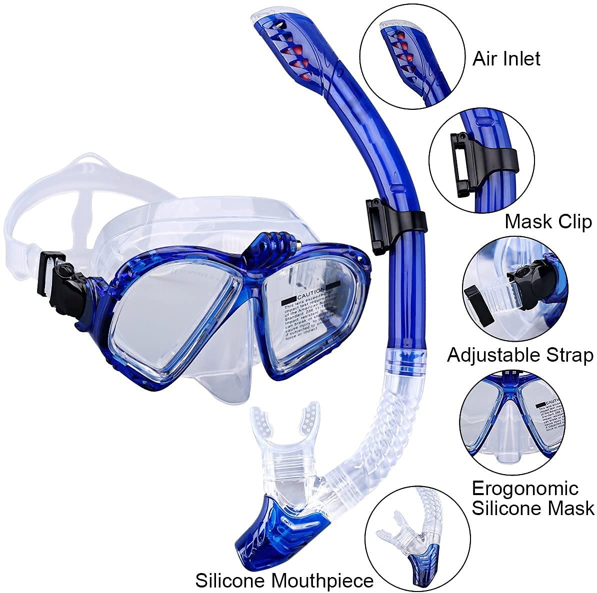 Zestaw do snorkelingu Premium Maska do nurkowania dla dorosłych Nurkowanie z rurką Gogle pływackie Maska Zestaw do snorkelingu na sucho z mocowaniem kamery