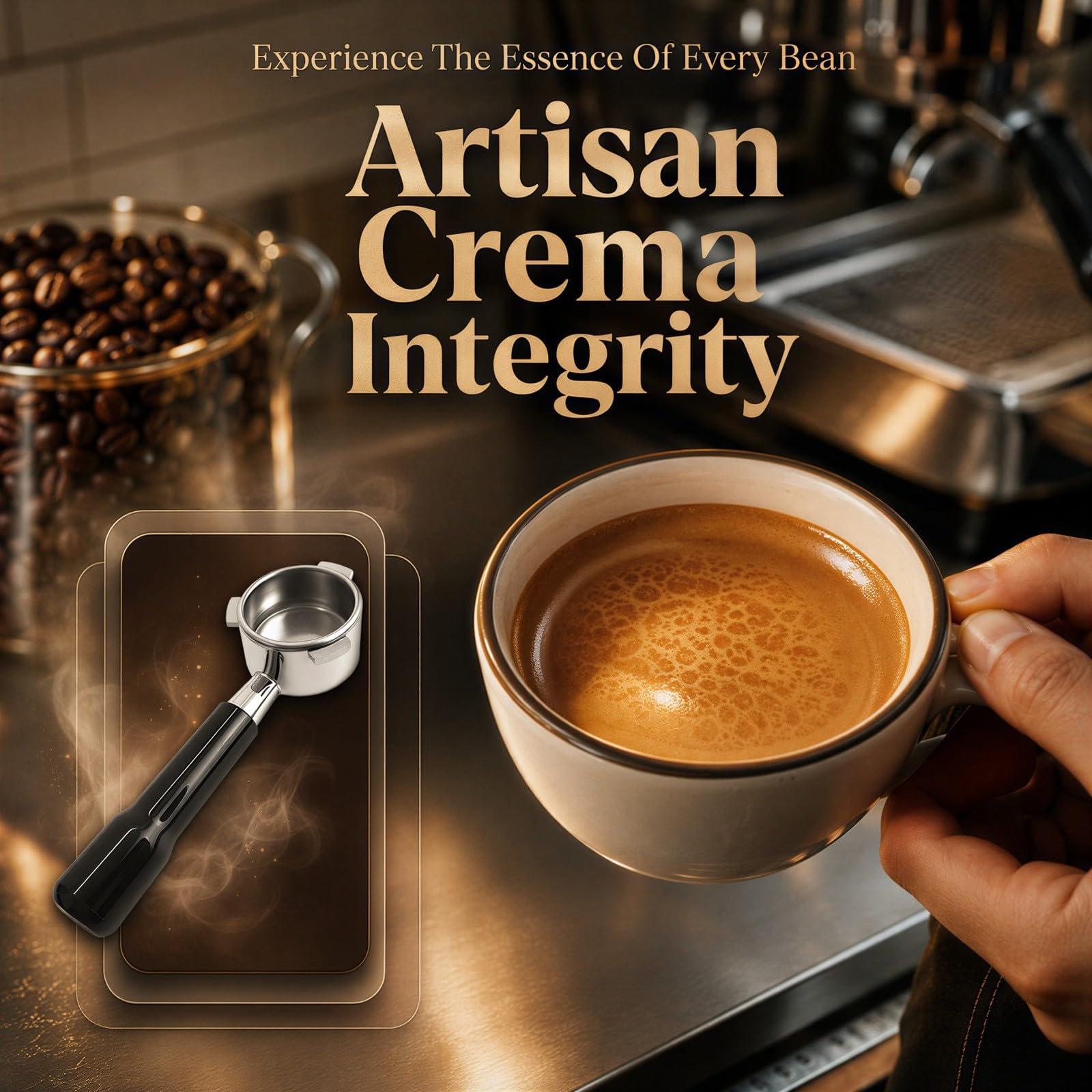 Portafiltro sin fondo para máquinas de espresso Breville, mango de acero inoxidable, extracción de precisión, para ajustes de técnica de espresso crema y barista