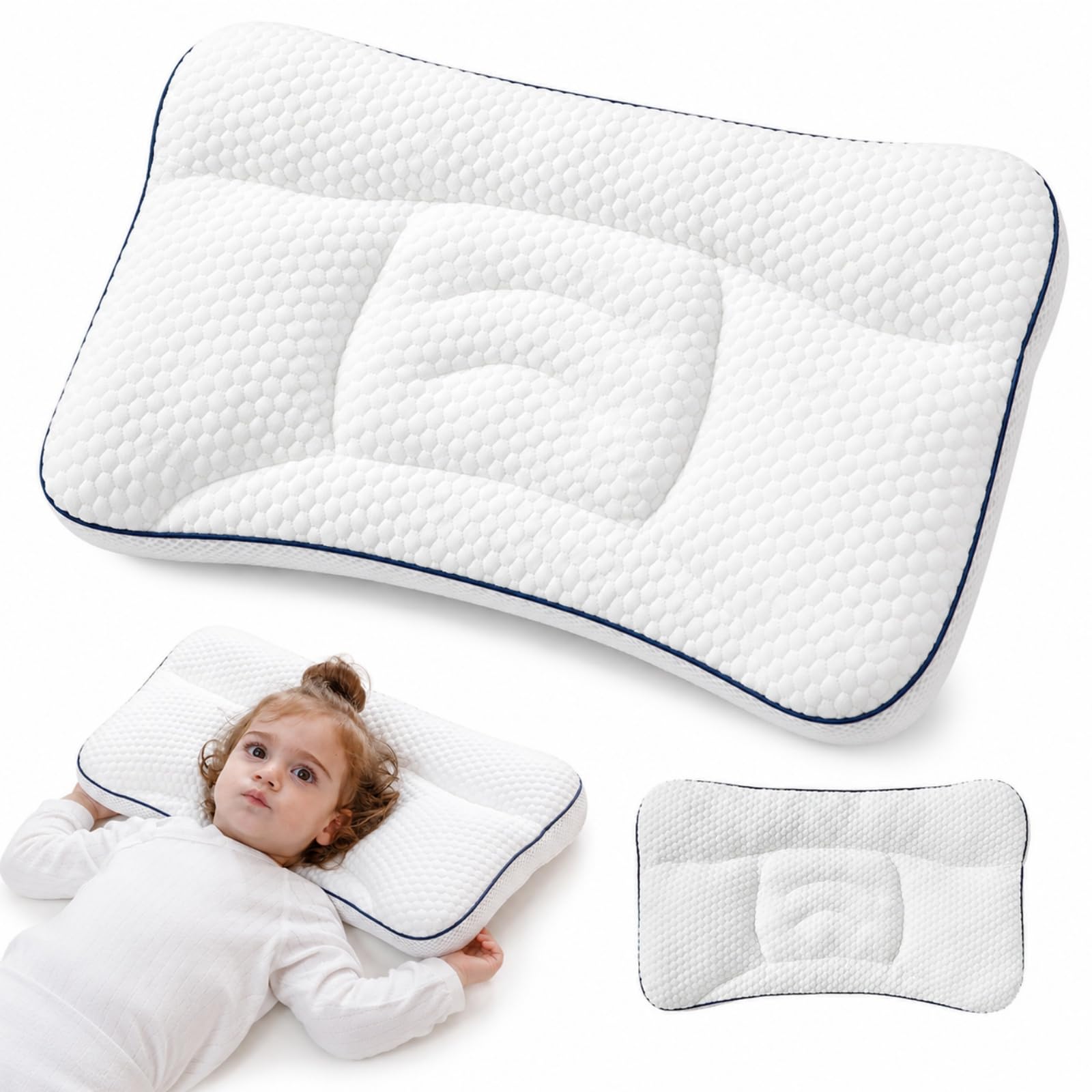 ZrdlqlLcjxy Kids Posture Pillow, Posture Kids Pillow Double-Sided Breathable for 1-12 Years, Kid Pillows for Side Sleeper, Sleeping on the Back, Traveling ，3-6 Years Old