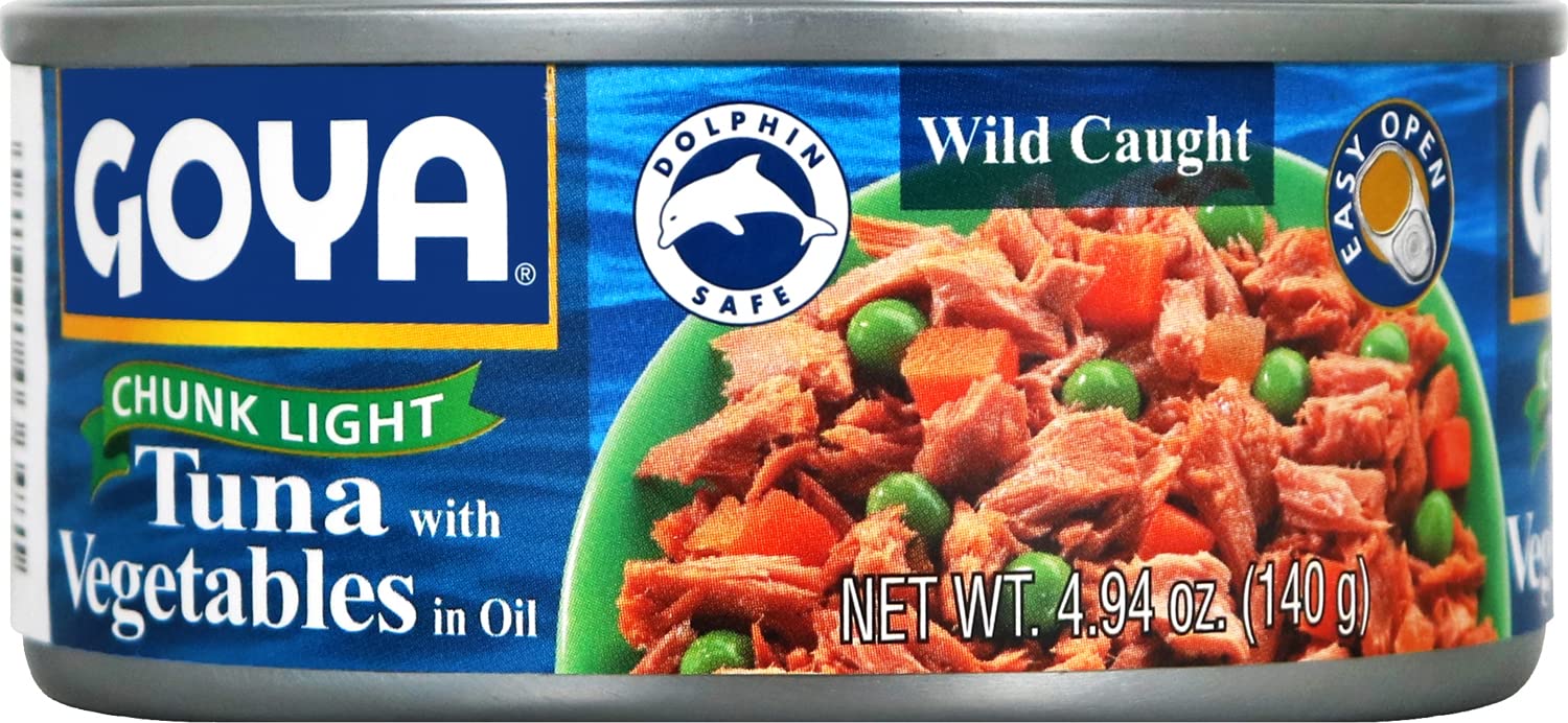 Goya Foods Chunk Light Tuna with Vegetables, Wild Caught, 4.94 Ounce (Pack of 24)