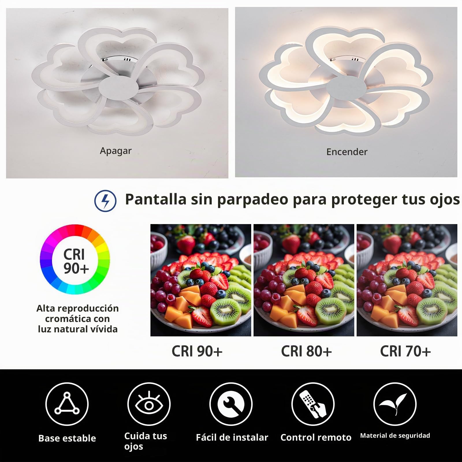 7200 Lúmenes,Lampara Techo,Flower Modern,Lámparas de Diseño de Techo,3000K-6000K,Función De Memoria,Regulable,Lamparas Techo Luz,Suave 72W,Adecuado Para Sala De Estar Dormitorio Comedor Cocina