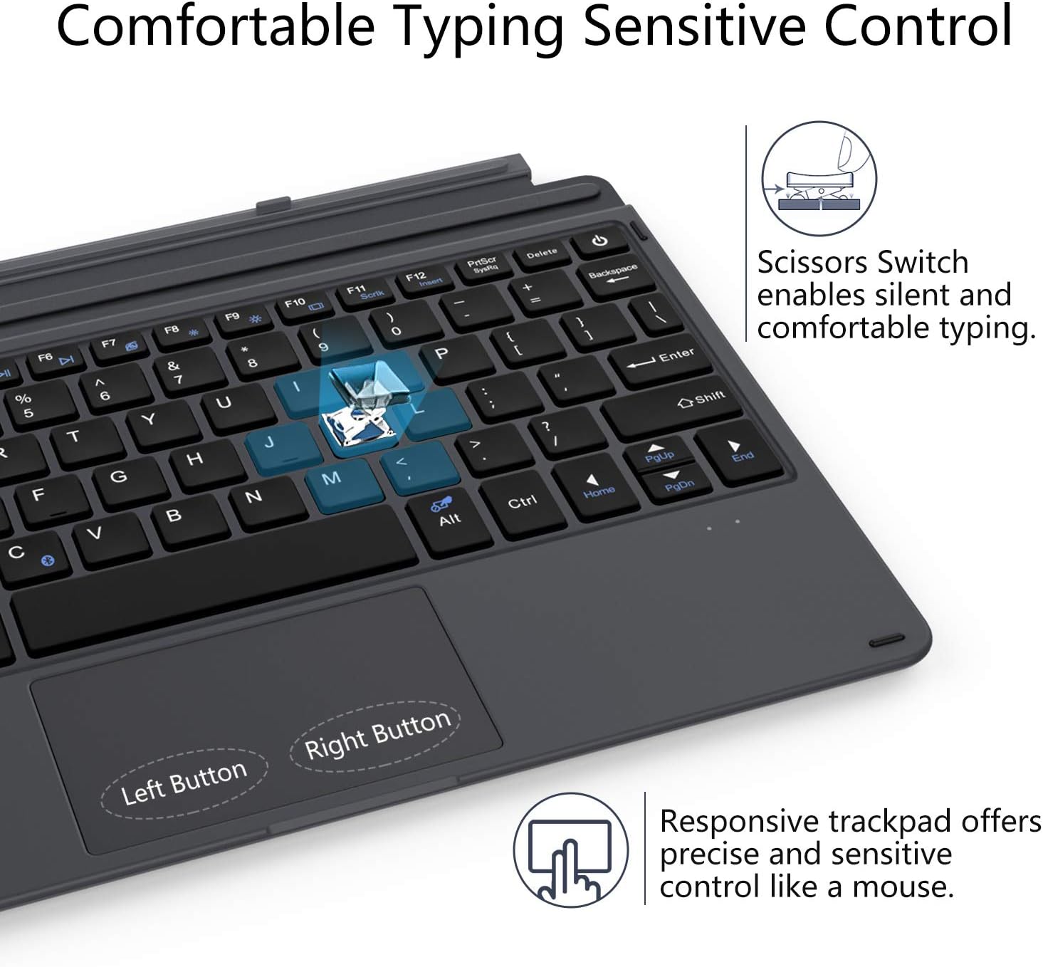 Black Friday - 50% OFF MoKo Type Cover Fit Microsoft Surface Go 3 (2021)/ Surface Go 2 2020 / Surface Go 2018, Ultra-Slim Wireless Bluetooth Keyboard with Micro-USB Charging Cable and Built-in Rechargeable Battery, Black