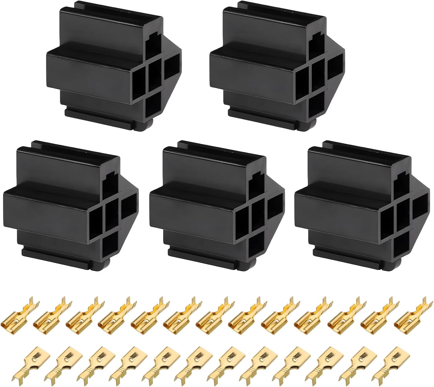 5 PCS 5 Pin Relay Connectors, 12V 30Amp/40Amp Auto Power Relay Sockets with 6.3mm Terminals, Automotive Electrical Relays Holder Terminal Kit for Cars Trucks SUVs
