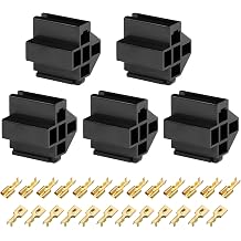 5 PCS 5 Pin Relay Connectors, 12V 30Amp/40Amp Auto Power Relay Sockets with 6.3mm Terminals, Automotive Electrical Relays Holder Terminal Kit for Cars Trucks SUVs