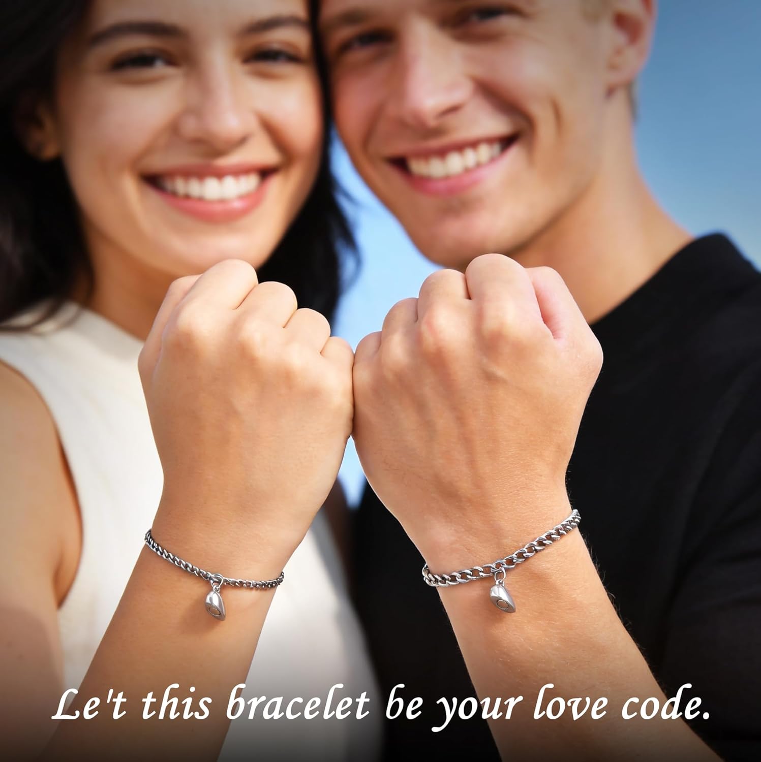 Permanent Couples Matching Bracelets Kit - DIY Bracelet Set Cuban Adjustable Link Bracelets Gifts for Boyfriend, Valentines Day Gifts for Him Her Matching Bracelets Unique Jewelry Gift for Anniversary Birthday - Image 2
