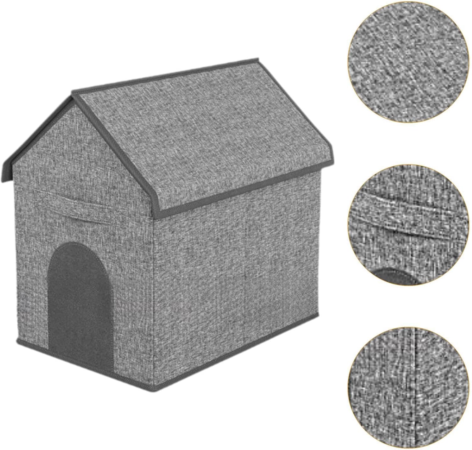 Folding Dogs Toy Storage Box Storage Bin Detachable Lid Versatile Portable Stylish for Living Room Gray Oxford Cloth