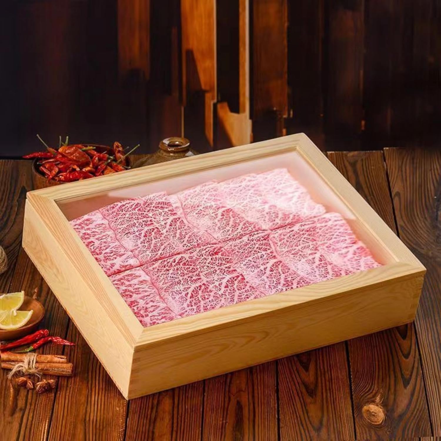 木製 ネタ箱 目皿 アクリル製 フタ付 飲食店 キッチン ホテル