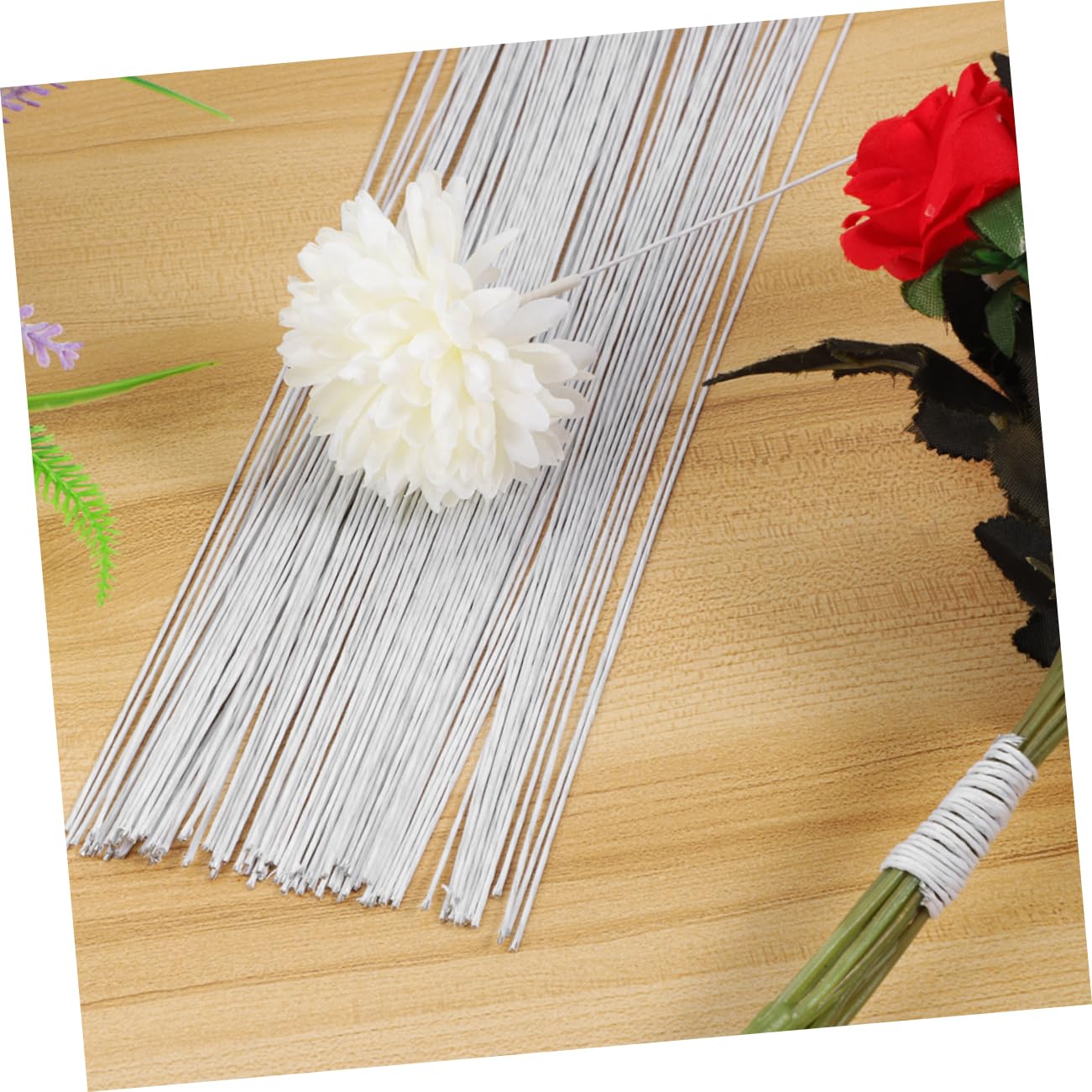 jojofuny 150pcs Wrapped Wire for Floral Arrangements Floral Stem Wire for Crafts Easy to Use Flower Stems for Bouquets and Wreaths for Craft Projects