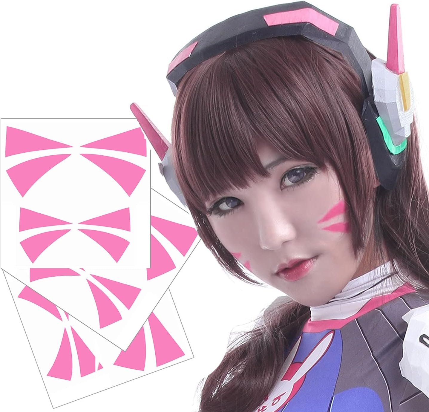 Overwatch D.Va Cosplay Face Temporary Tattoos - 2 Sizes