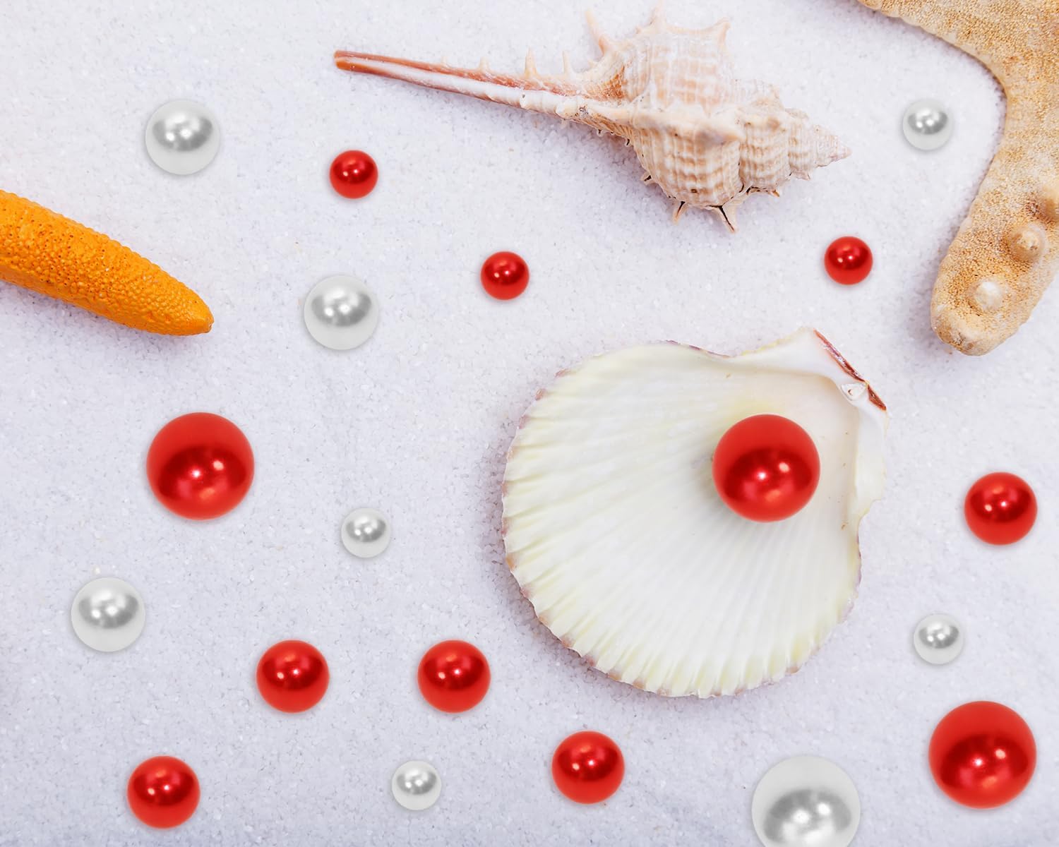 Penta Angel Pearl Vase Fillers 120Pcs 14mm 10mm 8mm Floating Faux Pearl Beads for Christmas Holiday Valentine’s Day Wedding Home Table Centerpiece Decoration (Red, White)