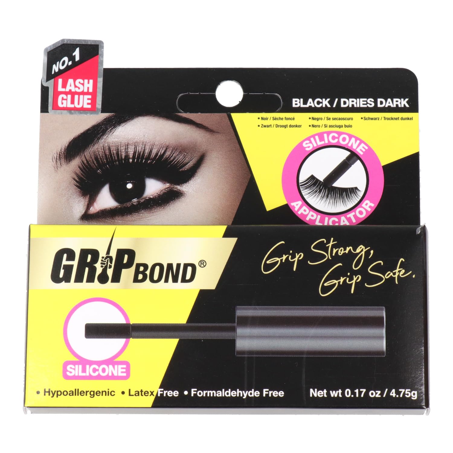 EBIN NEW YORK Grip Bond Eyelash Adhesive (Paddle Type, Black/Dries Dark, 0.18 oz) | Hypoallergenic Latex Free Formaldehyde Free Lasts All Day Ideal for Sensitive Skins