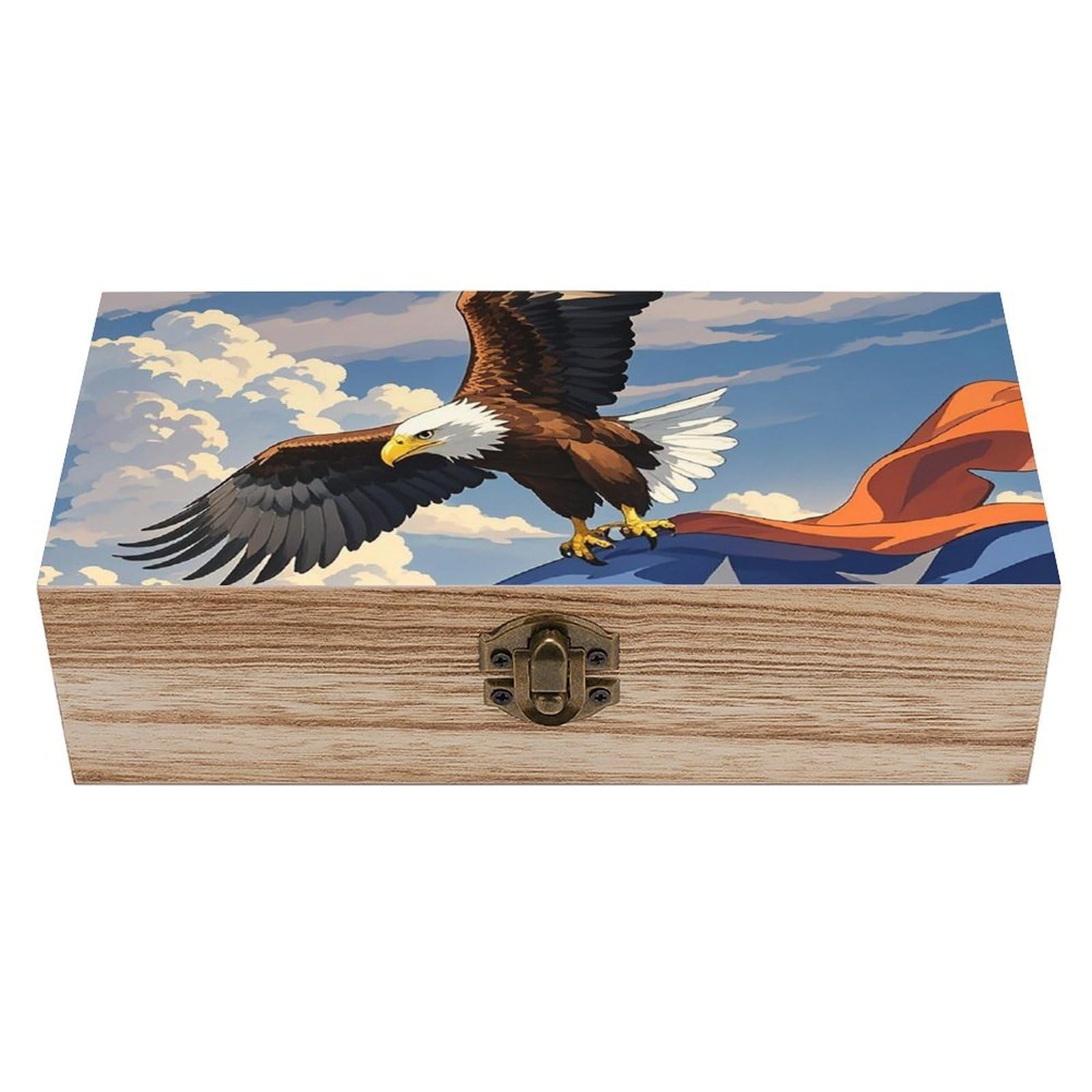 Aircraft Plane at Sunset Wooden Keepsake Box Storage Boxes with Hinged Lid