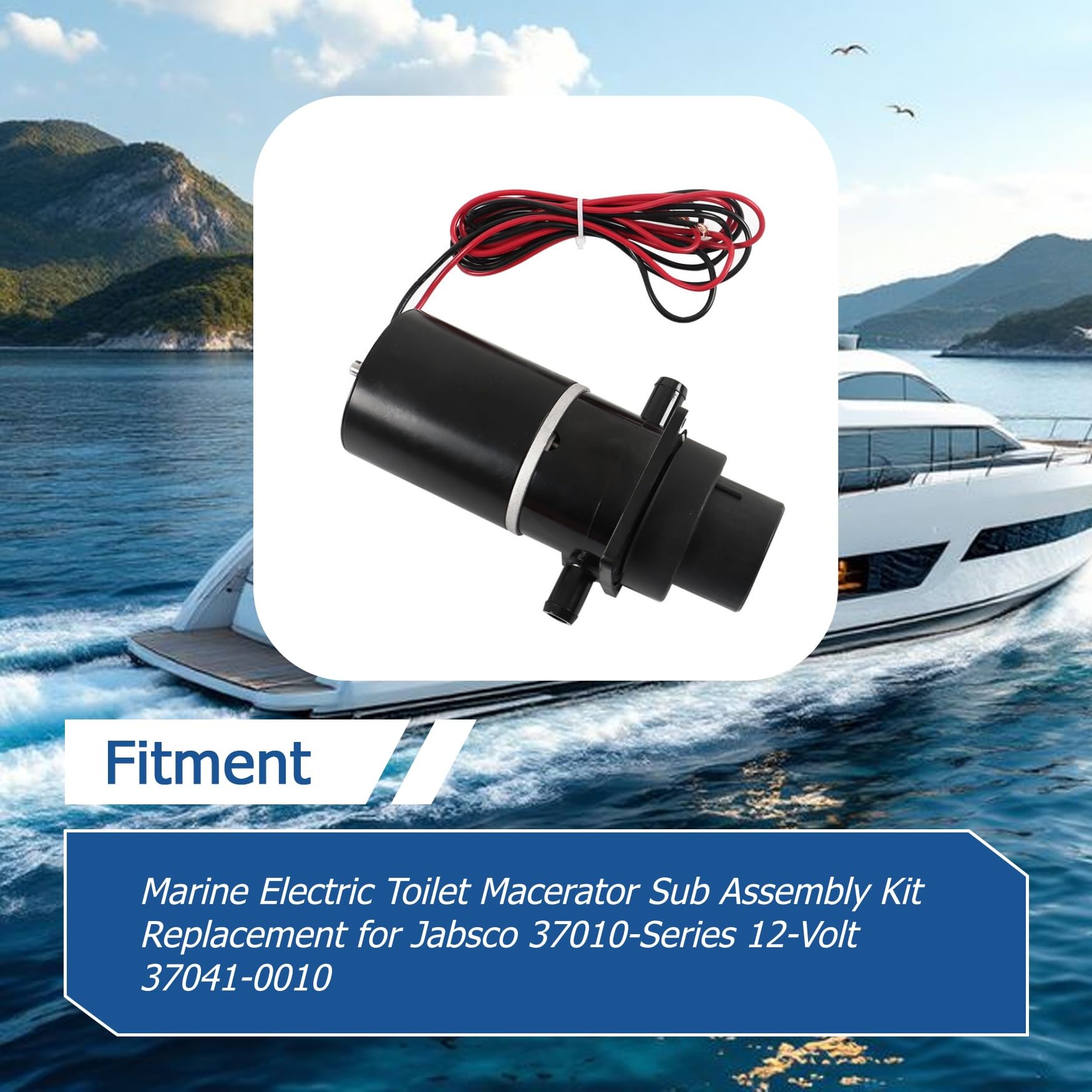WFLNHB Kit de submontaje de macerador de inodoro eléctrico marino de repuesto para Jabsco 37010-Series 12 voltios 37041-0010