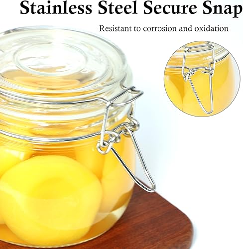 Miniatura 3 de Tarros de vidrio con tapa hermética de 16 onzas (juego de 6) recipientes herméticos de vidrio Mason de boca ancha, a prueba de fugas para café,