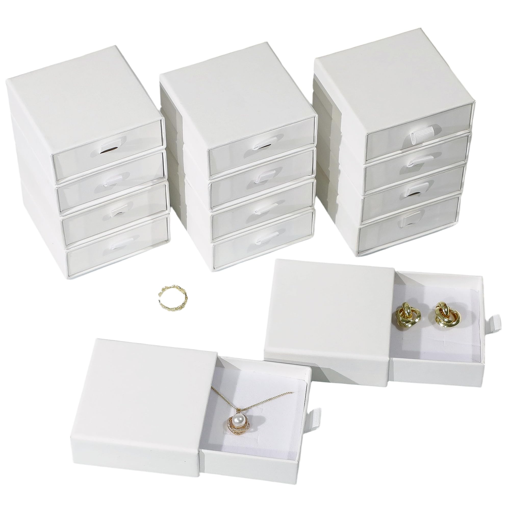 40Pcs White Small Jewelry Boxes 3.54×3.54×1.26in Cardboard Jewelry Gift Boxes Jewelry Packaging for Small Business for Necklace Ring Bracelet Earring Display Box