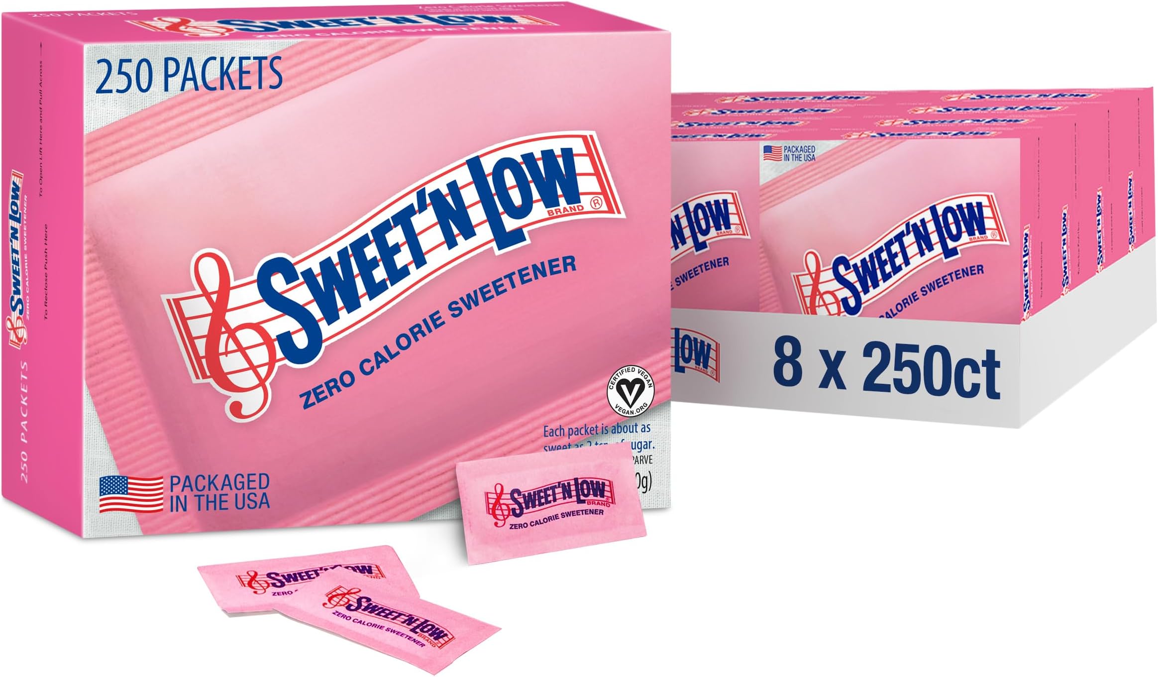 Aduoke Sweet’N Low Zero-Calorie Sweetener | Contains Saccharin, Sugar Substitute, Keto, Vegan, Gluten-Free | Great for Cooking, Baking, Coffee, Tea, Hot/Cold Beverages | 250 Packets (8 Pack)