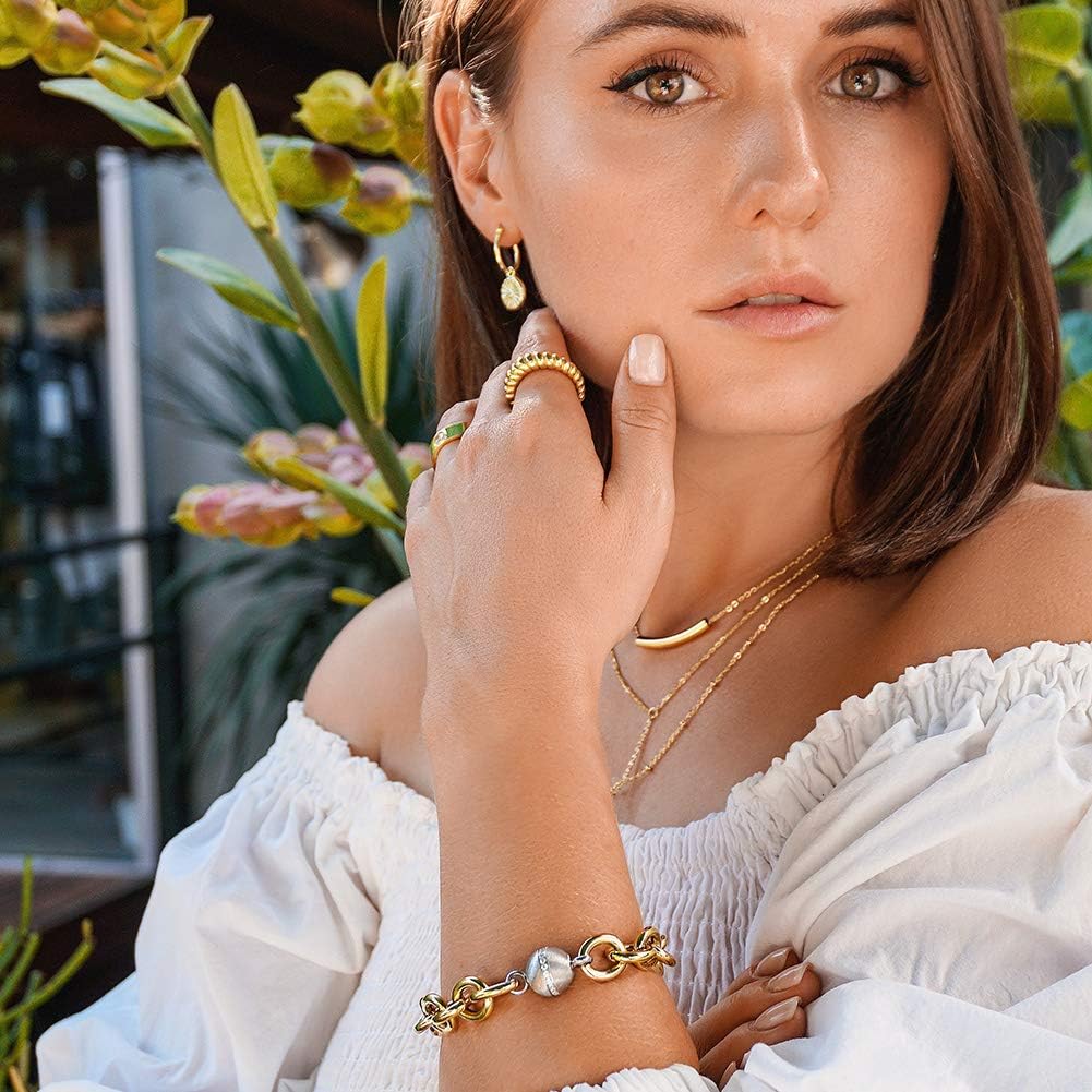 14K Gold Plated Rings for Women, 316L Stainless Steel Stackable Croissant Demo Rings, Rupert's Drop Ring, Trendy Chunky Statement Jewelry - Image 5