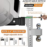 Vista 2 de VNN 10 Inch Drop Hitch 2.5 Inch Receiver - Interchangeable 3 Solid Ball Mount 1-7/8", 2", 2-5/16"(18,500 LBS GTW), Heavy Duty Aluminum Adjustable