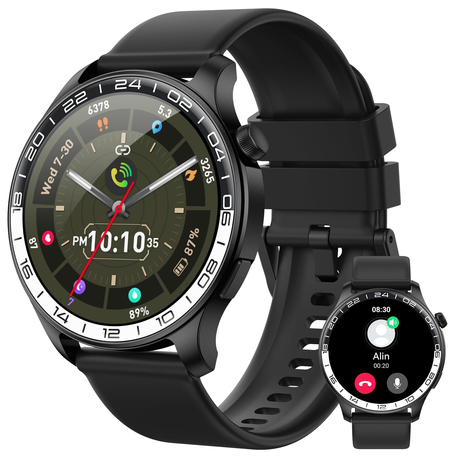 Smartwatch Uomo Donna, 1.43" HD AMOLED Orologio Smartwatch con Chiamate e Whatsapp, Orologio Digitale con 100+ Sport, SpO2 /Sonno/Cardiofrequenzimetro, IP68 Impermeabile Smart Watch per Android iOS