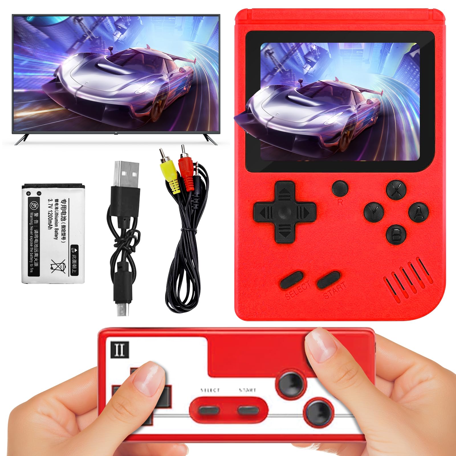 Handheld Game Console, Portable Retro Games Console, Mini Retro Handheld Game Console with 400+ Games, 3.0-inch Screen, 1020mAh Rechargeable Battery,