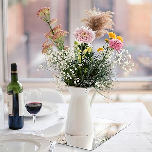 Miniatura 6 de JAMBALAY Espejo de pared de vidrio de longitud completa de 12 x 10 pulgadas, 4 piezas, espejo de pared sin marco, azulejos de espejo adhesivos para