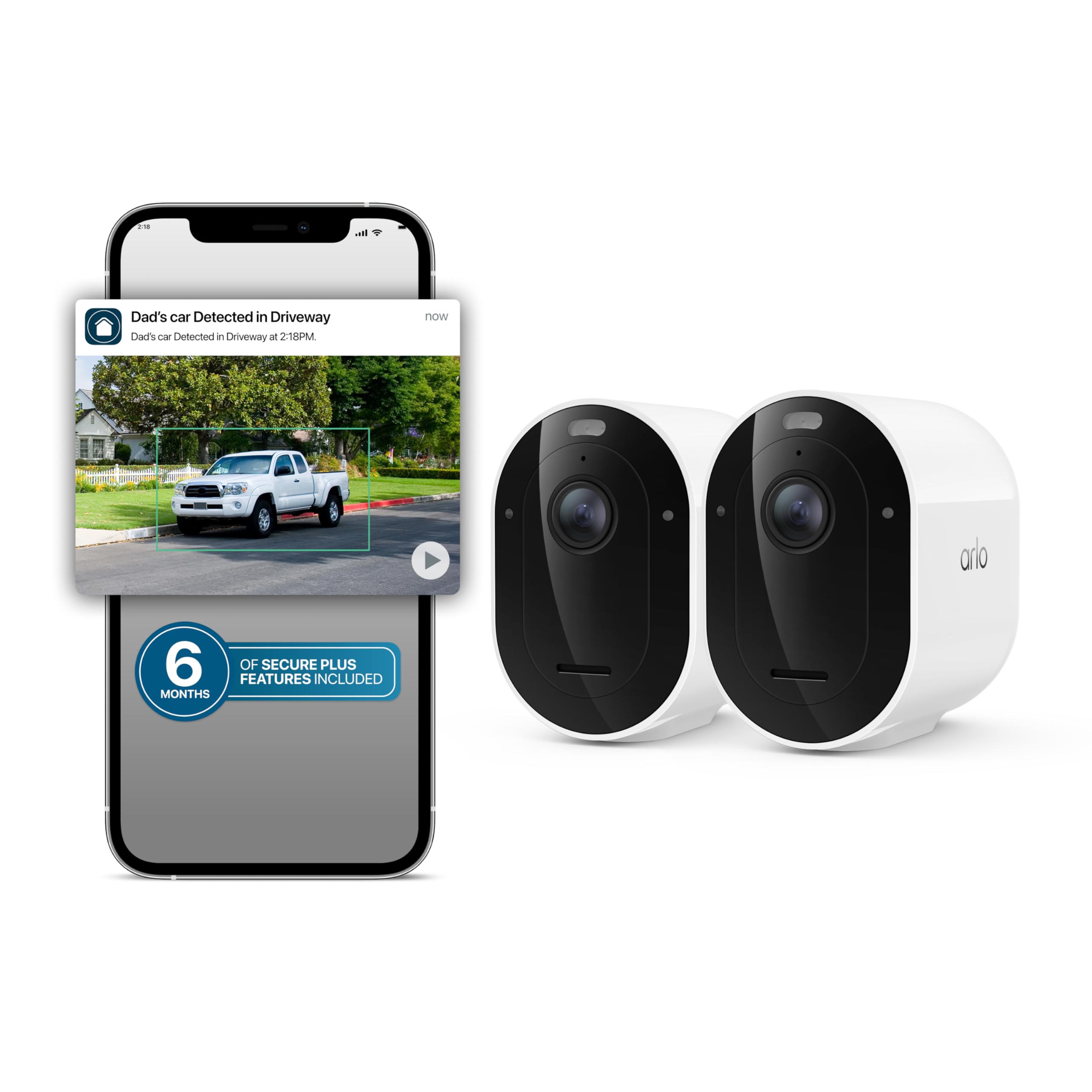 Arlo Pro Security Camera 2K HDR (6th Gen, 2025 Release) Wireless Outdoor Camera, 2 Cam with 6-Month Secure Plus Subscription