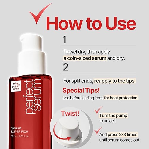 Miniatura 4 de Mise En Scene Perfect Super Rich Serum con aceites de argán, esencia capilar para cuidados intensivos de alta nutrición, aceite coreano para el