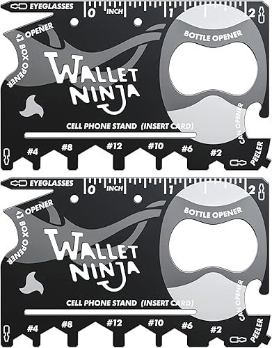 Wallet Ninja Tarjeta multiherramienta, herramienta multiherramienta de tamaño de tarjeta de crédito 18 en 1 para reparaciones rápidas, equipo de