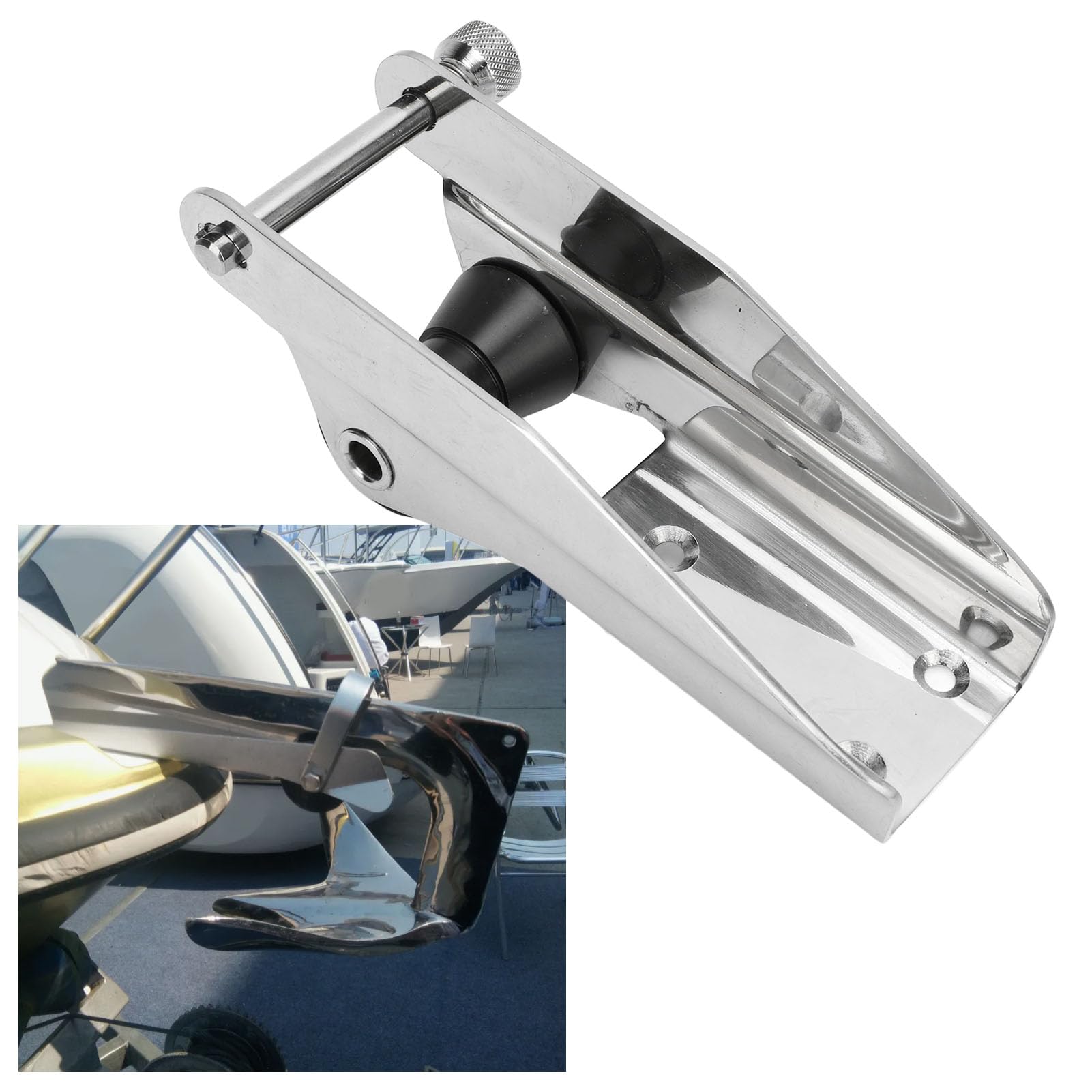 Rullo Porta Ancora Acciaio Inox 200mm, Rullo di Ancoraggio Marino | Con Rullo Nylon e Perno a Molla, Installazione Semplice per Yacht Rimorchio Barca