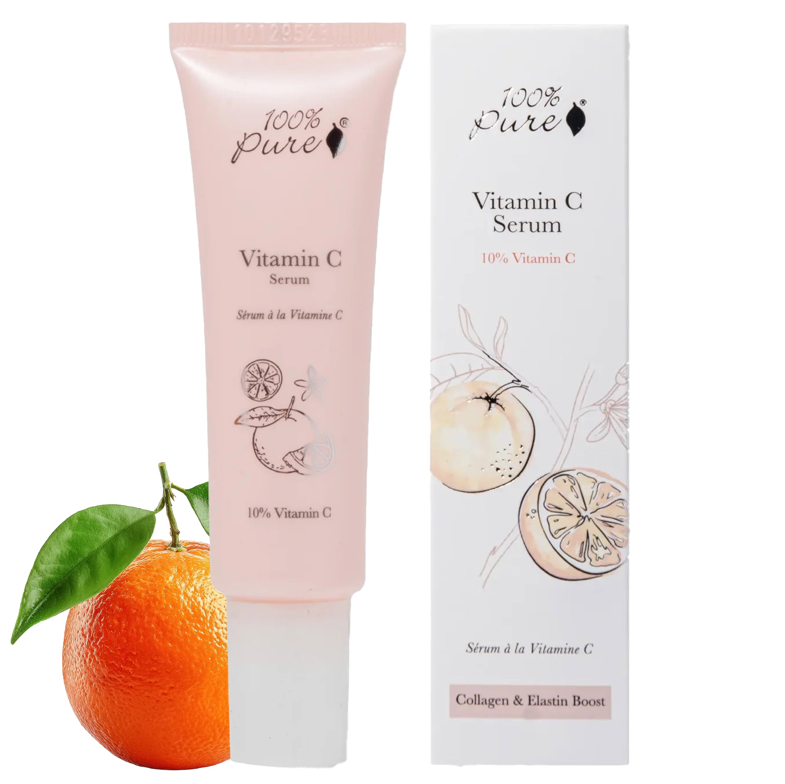 100% PURE Vitamin C Face Serum Hydrating Glow Skin Care with ALA Aloe + Vitamin E Oil - Daily Firming & Correcting Anti Aging Facial Moisturizer for Women & Men All Skin Types, Vegan - 1 Fl Oz