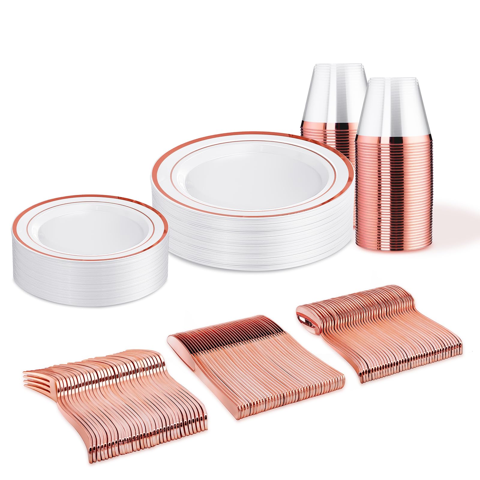 WELLIFE Silver Disposable Dinnerware Set - 600 Piece -17