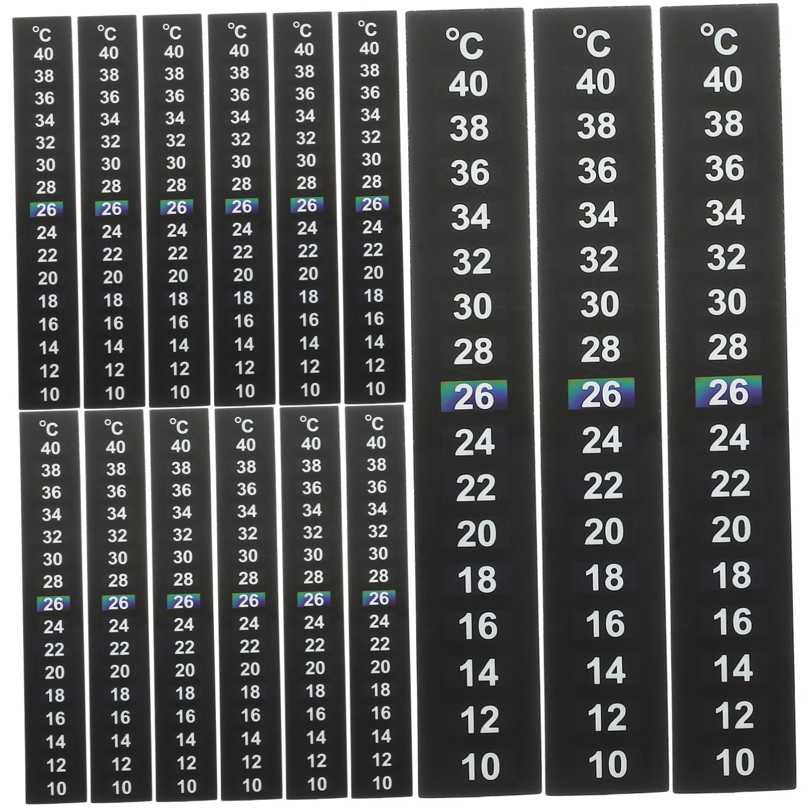 FOMIYES Lot De 10 Bandes De Mesure De Température Pour Aquarium Thermomètre Numérique Autocollant 18-34 °c Facile À Lire 15 Pièces X 10