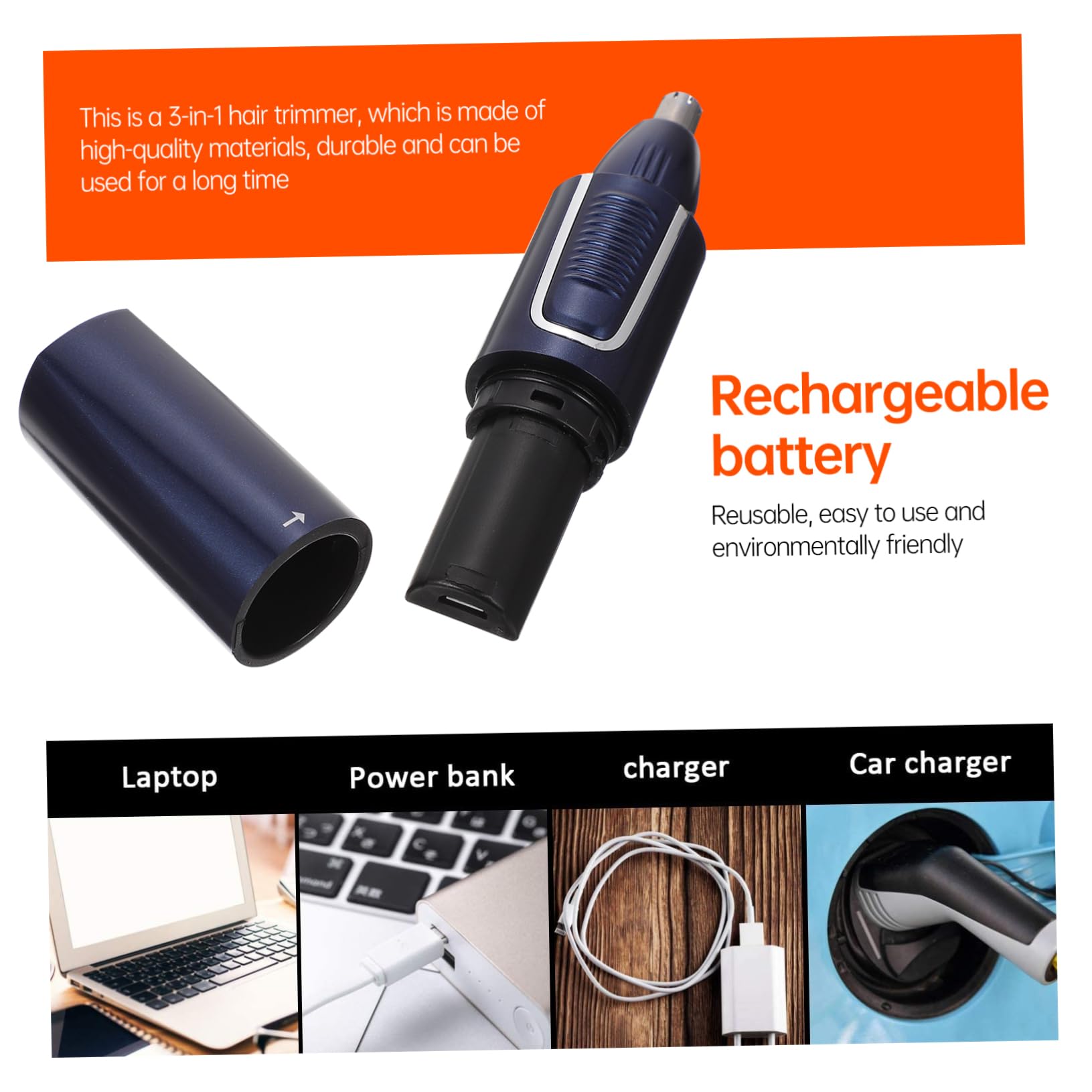 Wiederaufladbarer Nasenhaartrimmer 3-in-1 USB Elektrisch