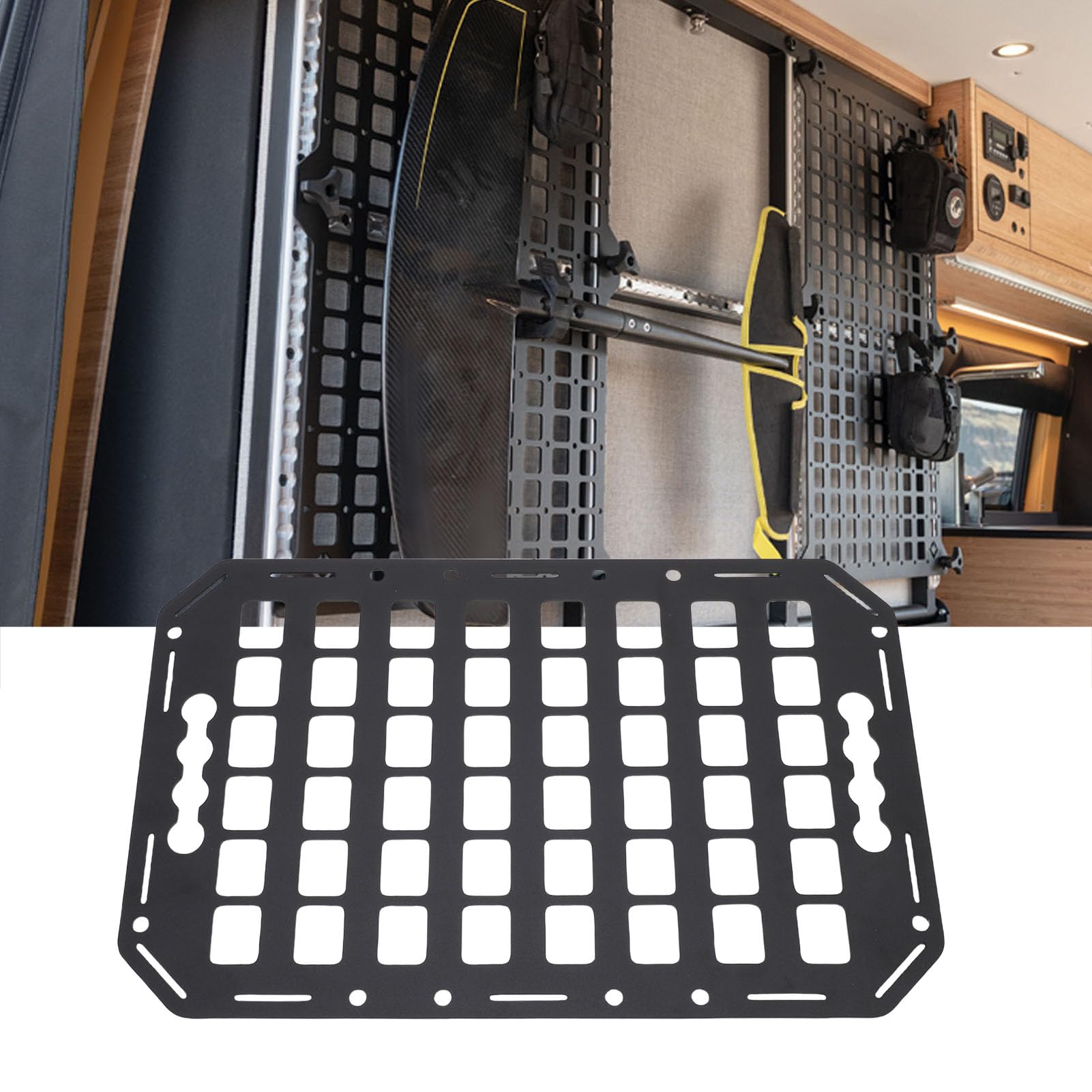 Fockety Pannello Molente a Letto Laterale, 432x273x2mm Aluminium L Traccia Pannello MOLLE Pannello Truck Pannello MOLLE MOLLE Pannello per Berlina SUV Pickup Van RV