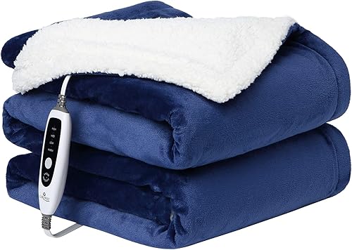 Miniatura 1 de CAROMIO Manta térmica  Manta térmica  Manta térmica reversible de franela gruesa suave a sherpa con certificación UL 4 niveles de calefacción y 4