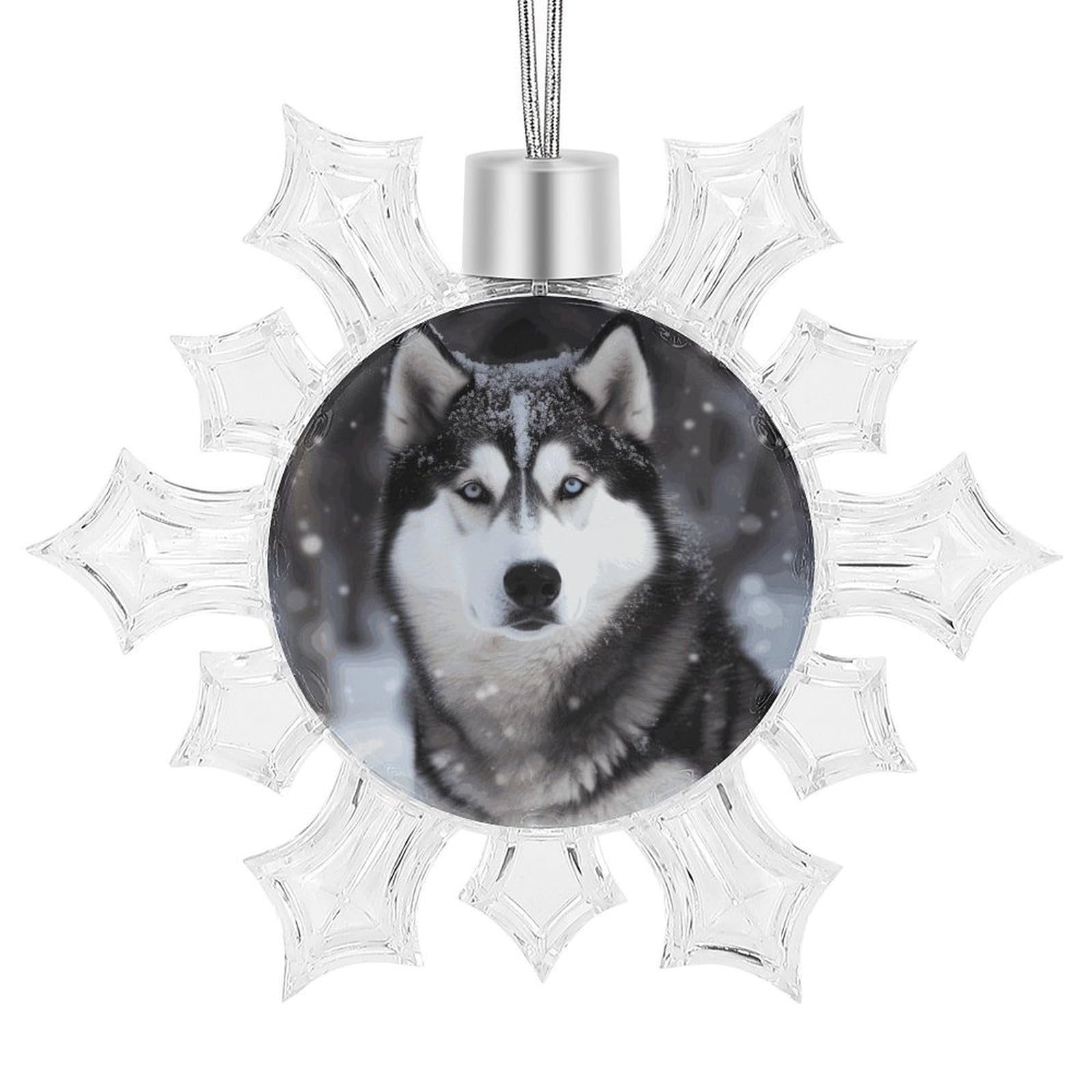 Husky in Snow Dog Snowflake Ornaments Cute Snowflake Pendant Exquisite Christmas Tree Ornaments for Christmas Weddings New Year Birthday Holiday Celebration