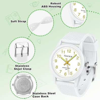 SOCICO Kids Analog Watch 50M Waterproof Easy to Read for Boys Girls