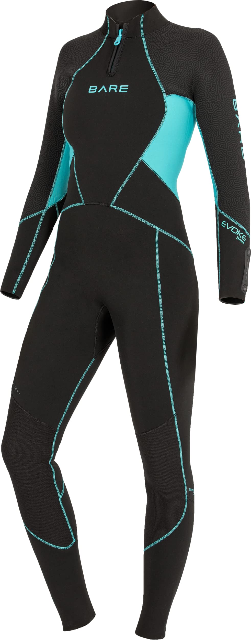 BARE 5MM Evoke Women's Wetsuit | Warmest Women's Wetsuit Within BARE Lineup | Full Stretch Neoprene Combined with a Unique Graphene Omnired Fabric | Comfortable | Great for Scuba Diving | Aqua 10