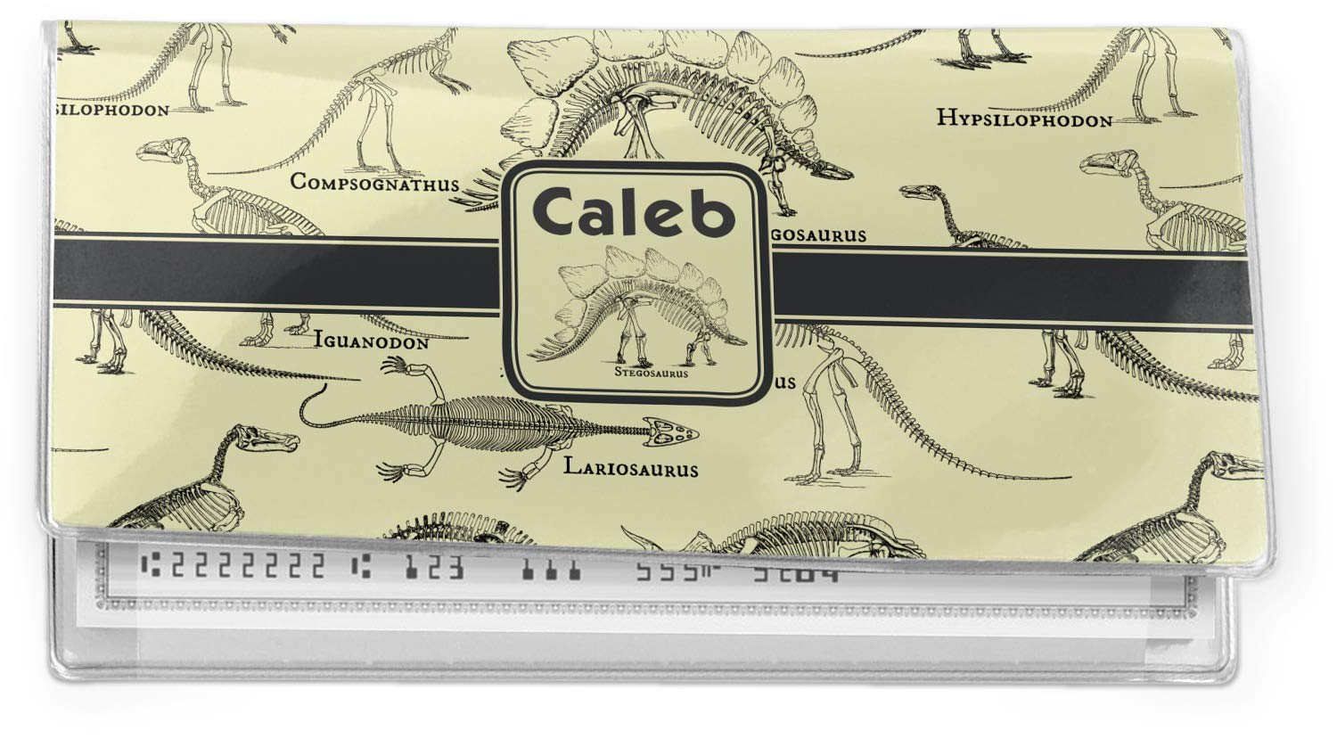 RNK Shops Personalized Dinosaur Skeletons Vinyl Checkbook Cover