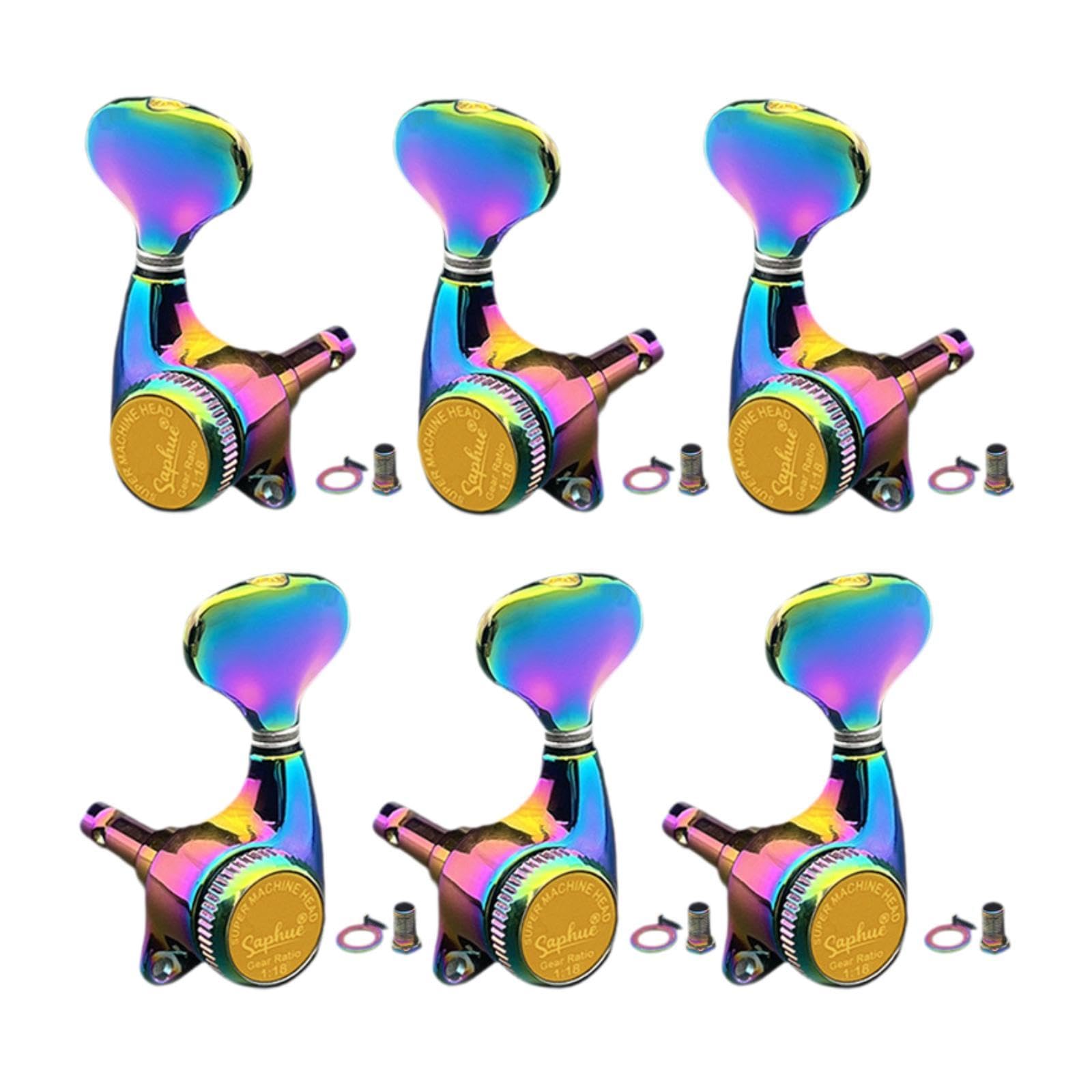 TISHITA 6 Pezzi Meccaniche Chiuso Blocca Corde Chitarra Design Ergonomico Corpo Metallico Anti Ruggine Adatto per Chitarra Folk Scuola di Musica, 3l3r