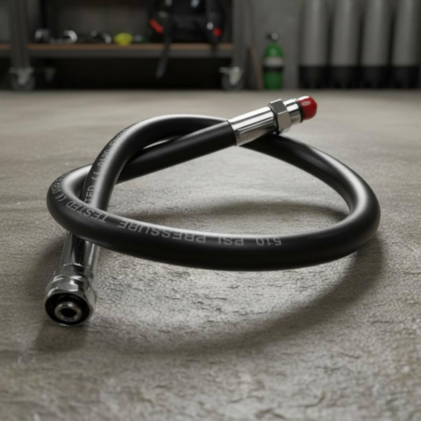 Tubo de Regulador de Buceo Alta Latiguillo Baja Presión Tubo Secundaria Etapa para Inmersiones Técnicas, Negro, 60 Cm